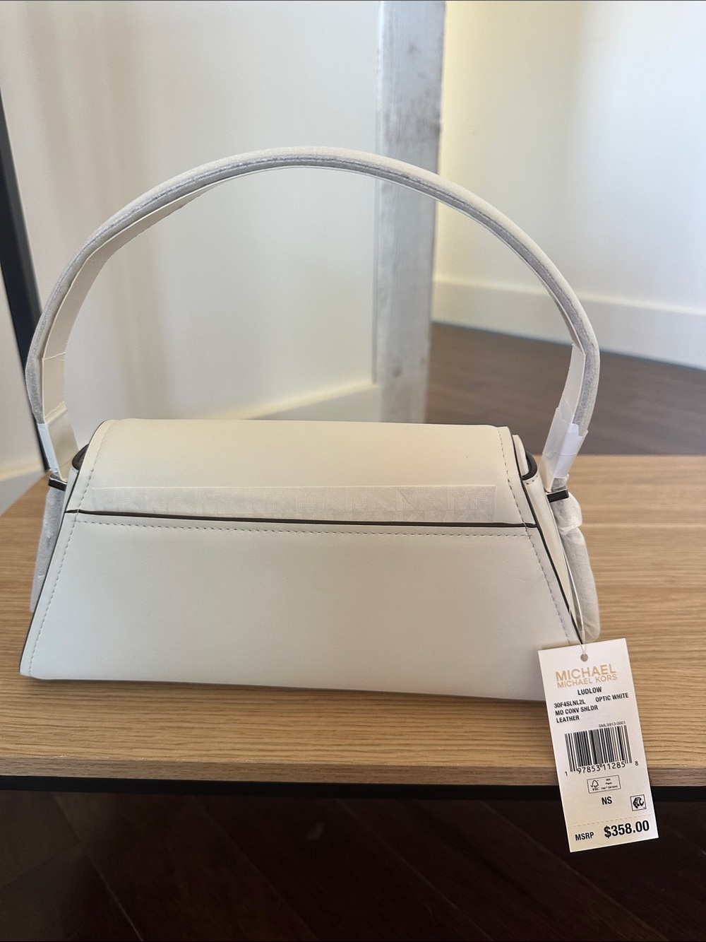 MICHAEL KORS Ludlow Medium Leather Shoulder Bag Optic White Leather New with tag - Picture 8 of 8